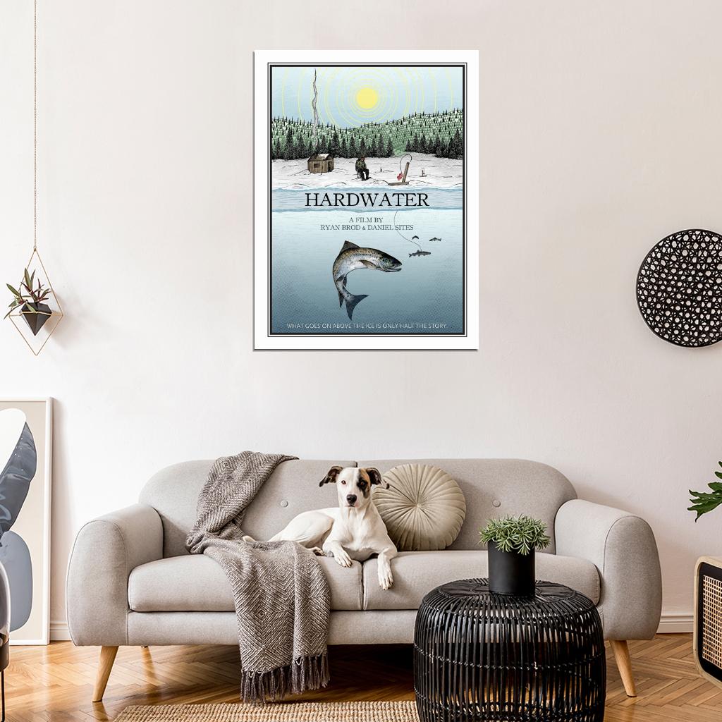 Ice Fishing Winter Snow Nature Art Wall Art Print Poster