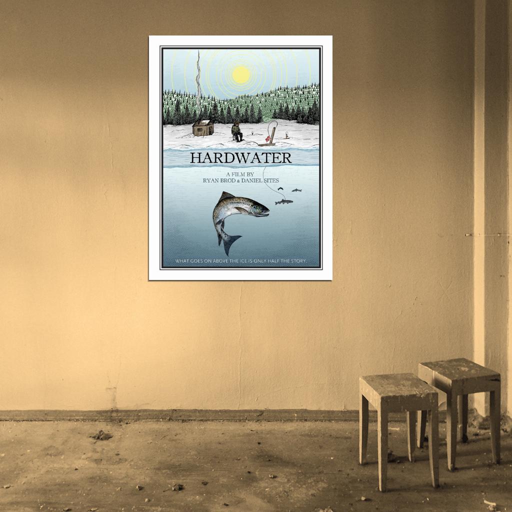 Ice Fishing Winter Snow Nature Art Wall Art Print Poster