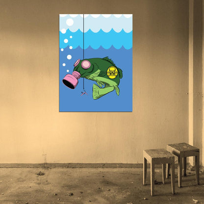 Biohazard Fish Toxic Fishing Gas Mask Cool Art Wall Art Print Poster