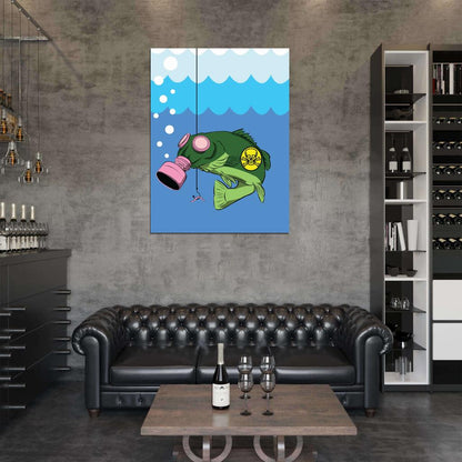 Biohazard Fish Toxic Fishing Gas Mask Cool Art Wall Art Print Poster