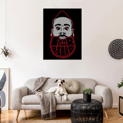 James Harden Fear The Beard Basketball Cool Art Wall Art Print Poster