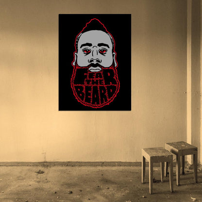 James Harden Fear The Beard Basketball Cool Art Wall Art Print Poster