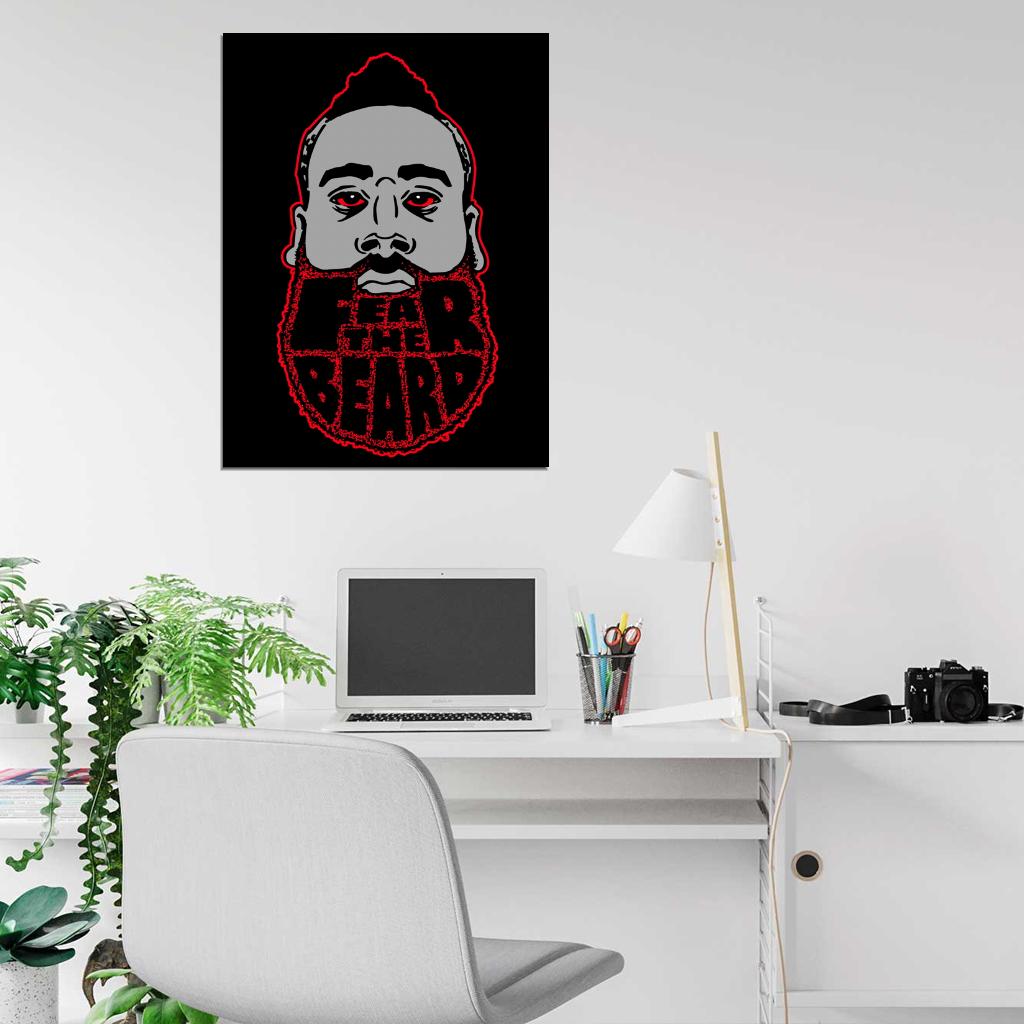 James Harden Fear The Beard Basketball Cool Art Wall Art Print Poster