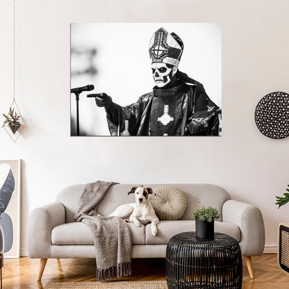Ghost B.C. Papa Emeritus Heavy Metal Hard Rock Band BW Music Wall Art Print Poster