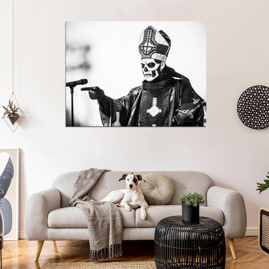 Ghost B.C. Papa Emeritus Heavy Metal Hard Rock Band BW Music Wall Art Print Poster