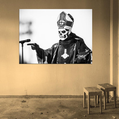 Ghost B.C. Papa Emeritus Heavy Metal Hard Rock Band BW Music Wall Art Print Poster