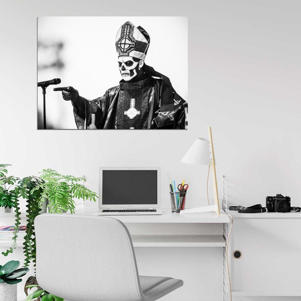 Ghost B.C. Papa Emeritus Heavy Metal Hard Rock Band BW Music Wall Art Print Poster