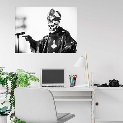 Ghost B.C. Papa Emeritus Heavy Metal Hard Rock Band BW Music Wall Art Print Poster