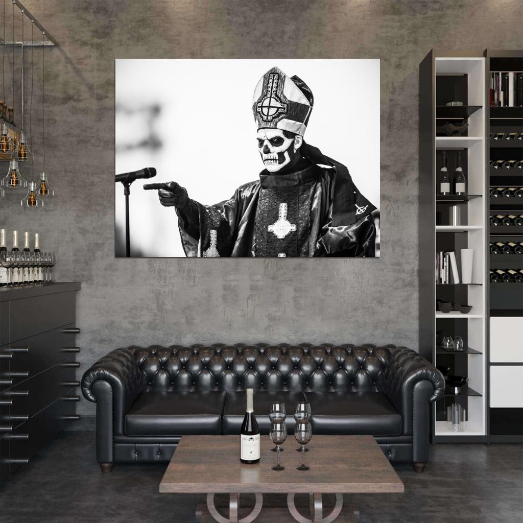 Ghost B.C. Papa Emeritus Heavy Metal Hard Rock Band BW Music Wall Art Print Poster