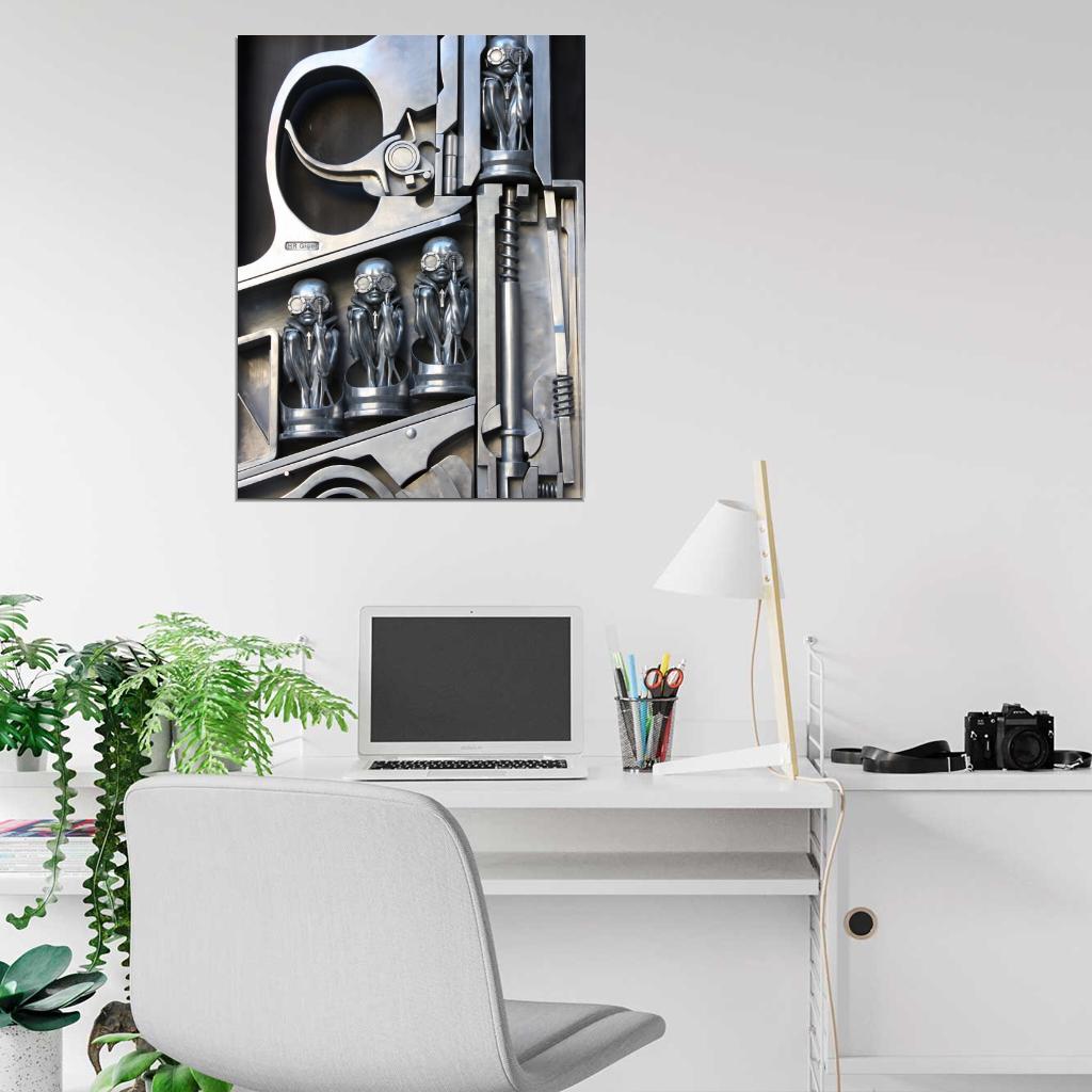 HR H.R. Giger Pistol Gun Bullets Aliens Art Wall Art Print Poster