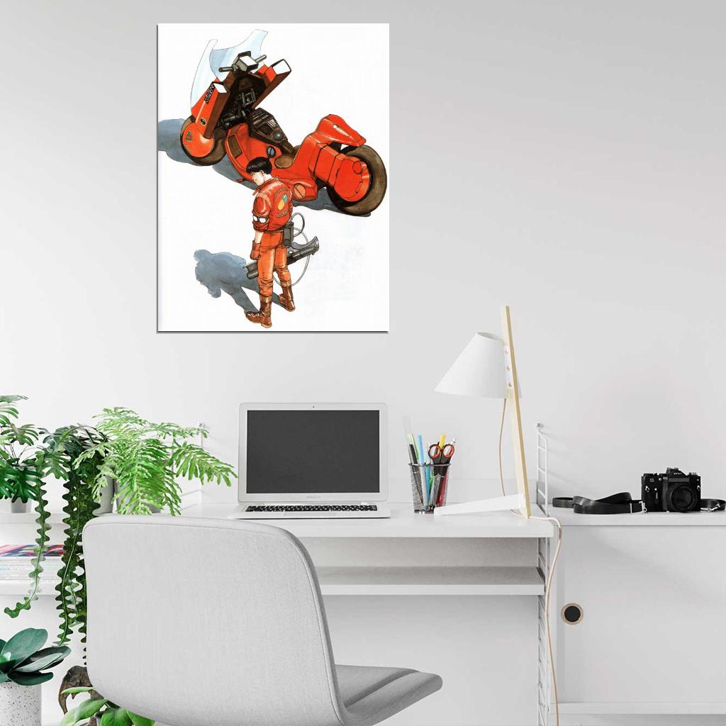 Kaneda Motorcycle Bike Akira Anime Manga Art Wall Art Print Poster