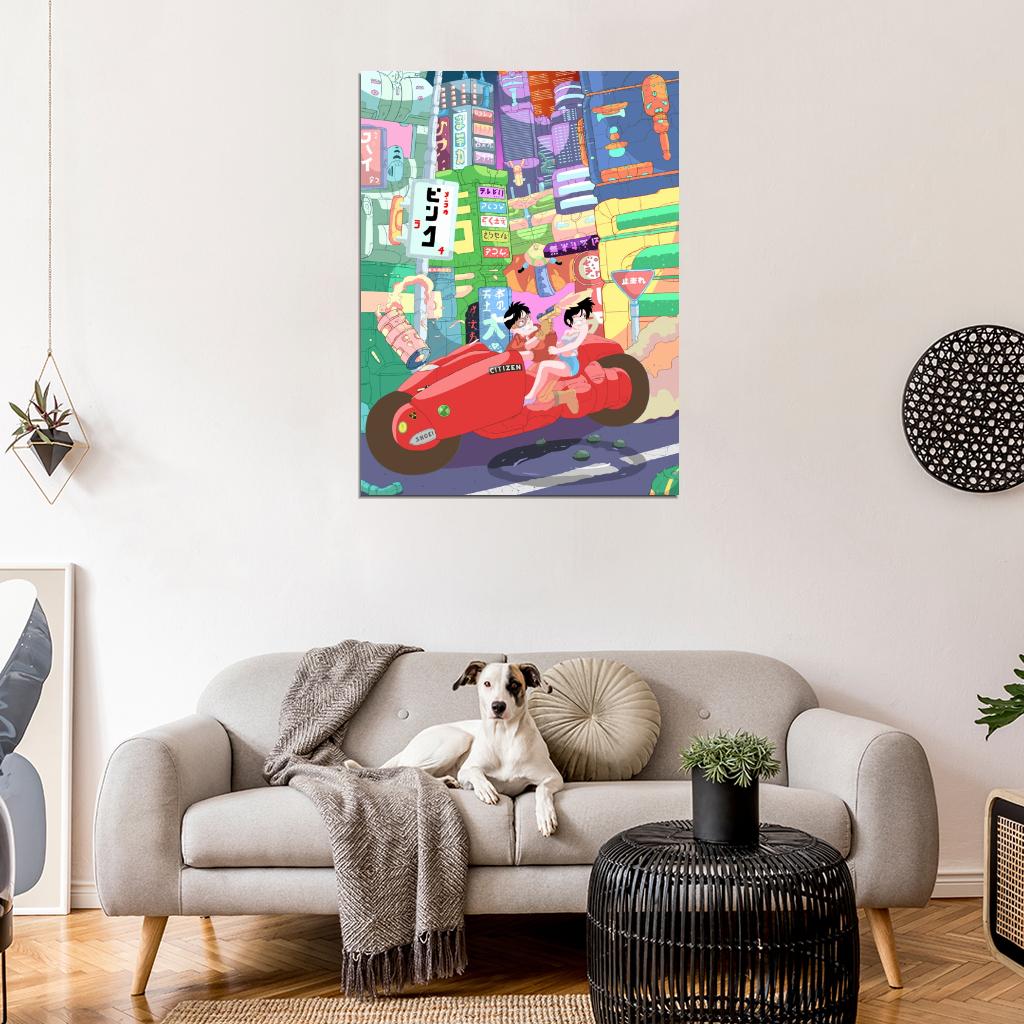 Kaneda Kei Motorcycle Tokyo Bike Akira Anime Manga Art Wall Art Print Poster