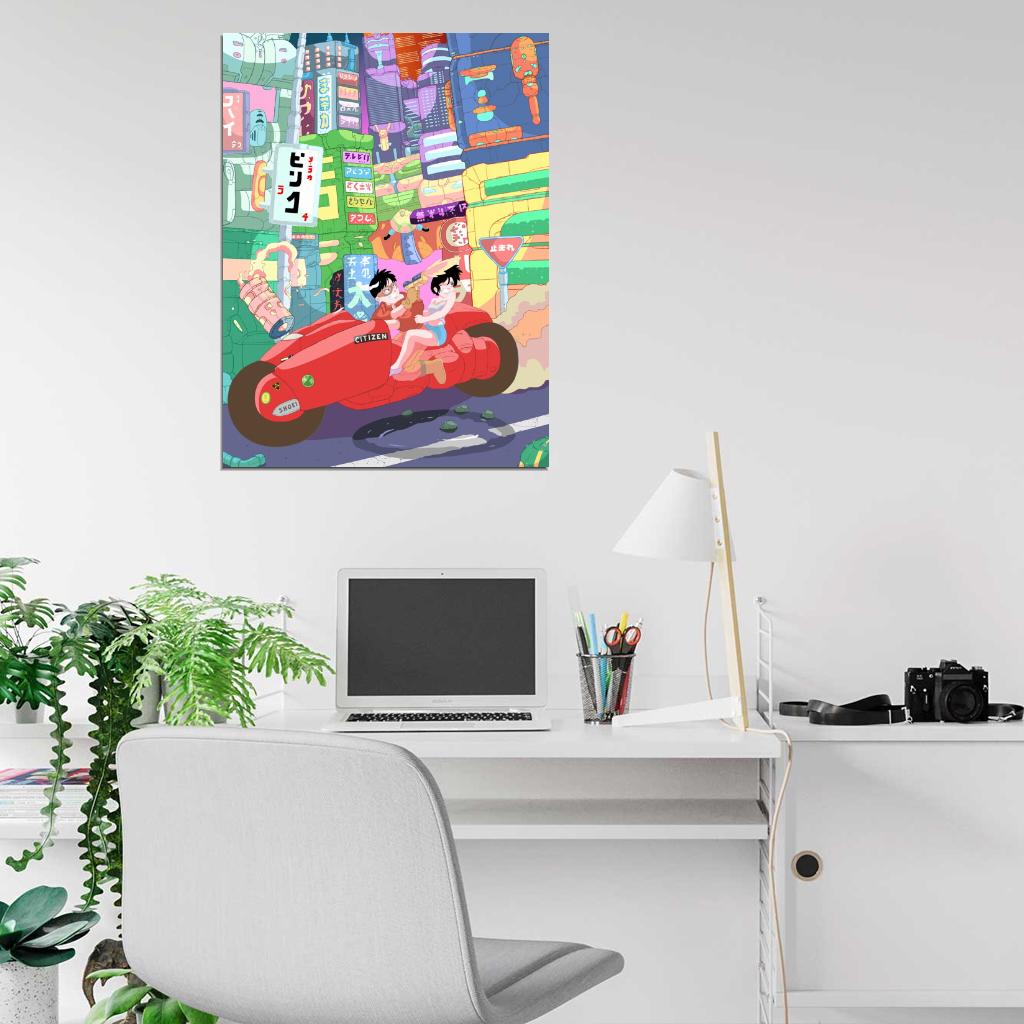 Kaneda Kei Motorcycle Tokyo Bike Akira Anime Manga Art Wall Art Print Poster