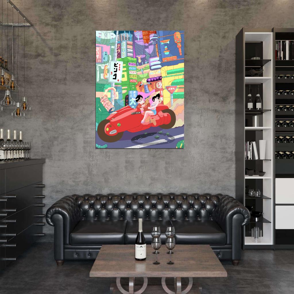 Kaneda Kei Motorcycle Tokyo Bike Akira Anime Manga Art Wall Art Print Poster