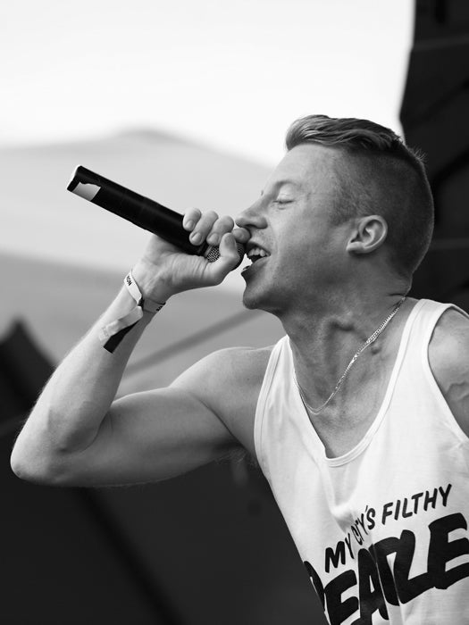 Macklemore Ben Haggerty Hip-Hop Music Rap Stage Live Microphone BW Wall Art Print Poster