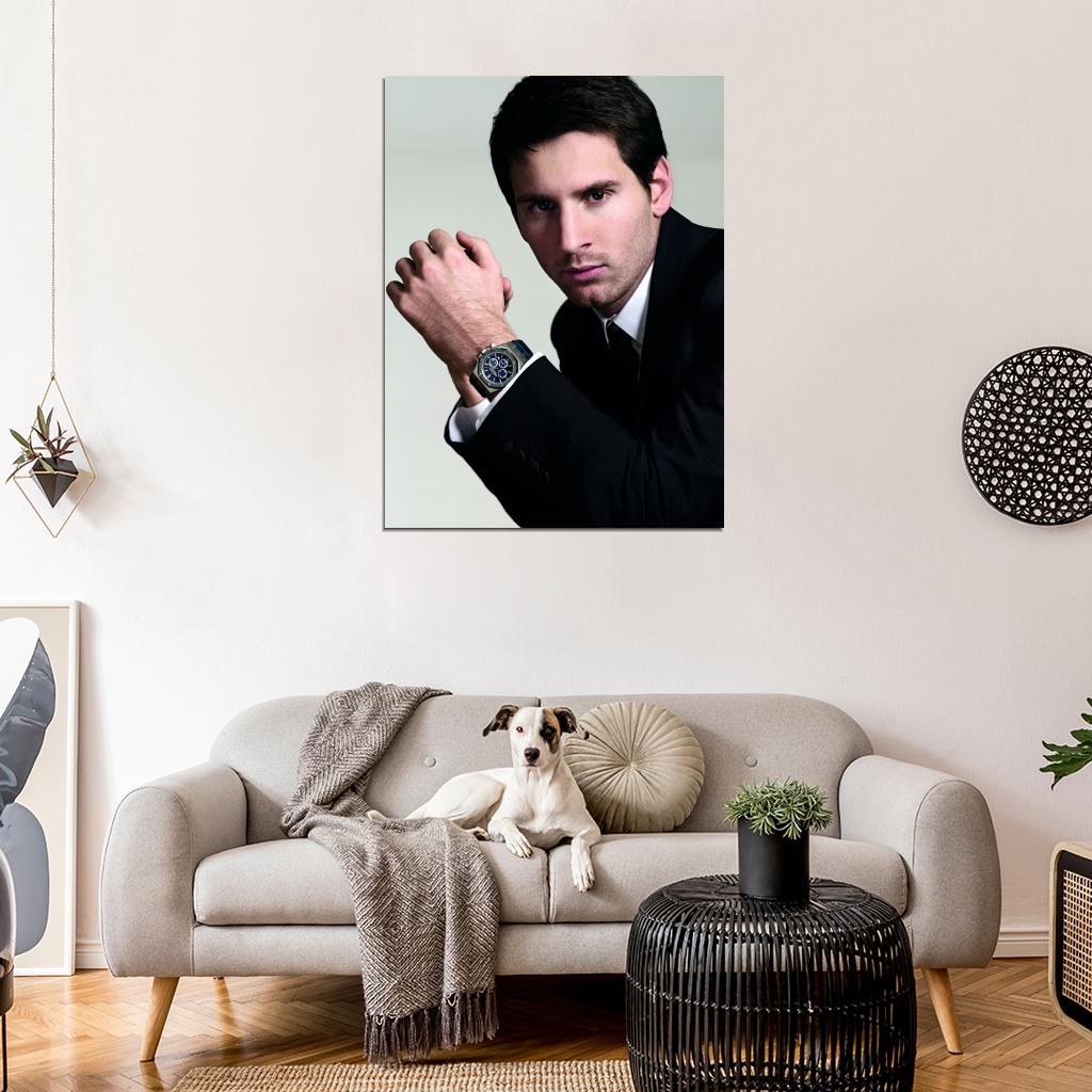Lionel Messi Leo Hot Suit Portrait Handsome Football Soccer Wall Art Print Poster