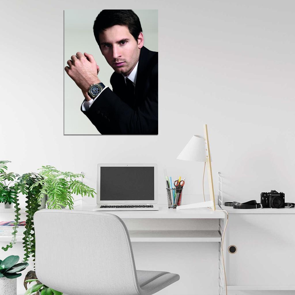 Lionel Messi Leo Hot Suit Portrait Handsome Football Soccer Wall Art Print Poster