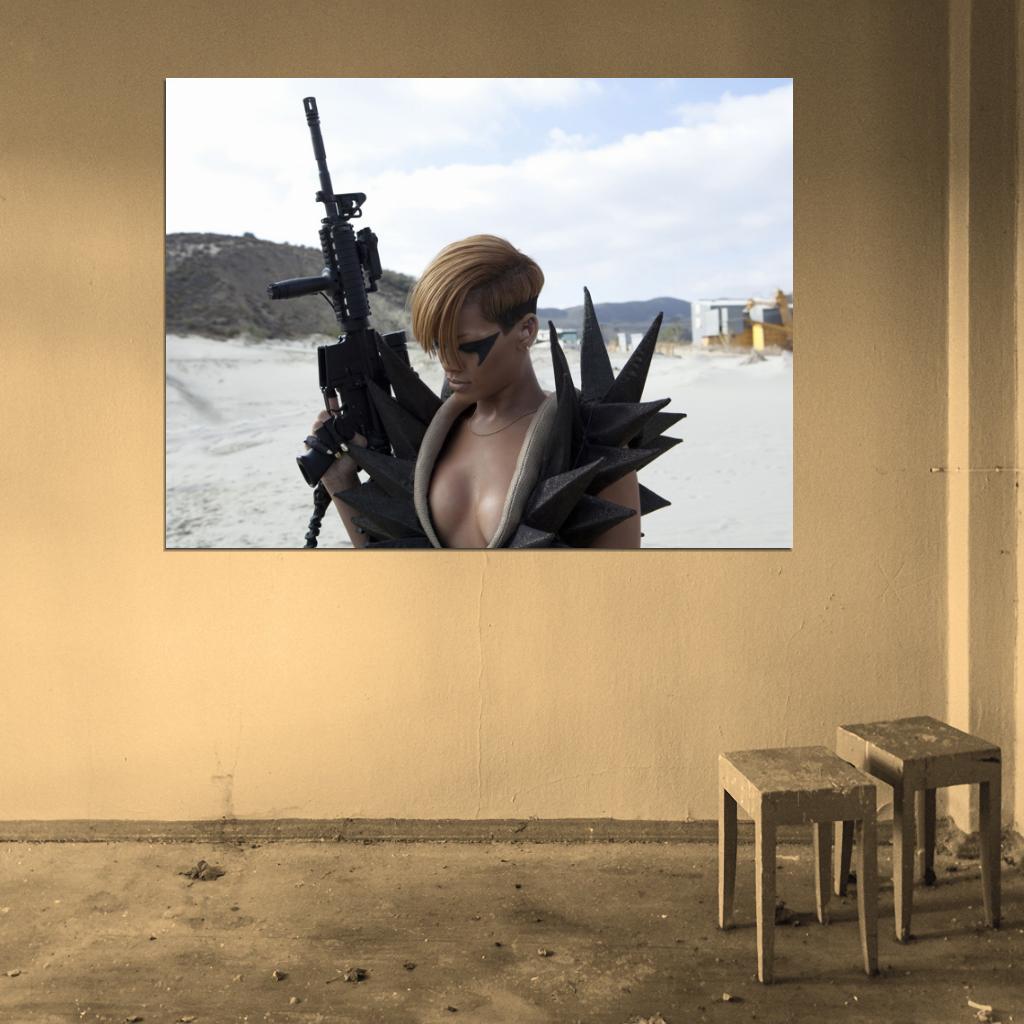 Rihanna Hot Singer Sexy Cleavage Boobs Weapon Music Wall Art Print Poster