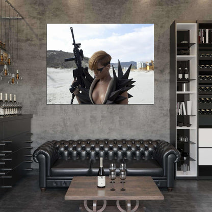 Rihanna Hot Singer Sexy Cleavage Boobs Weapon Music Wall Art Print Poster