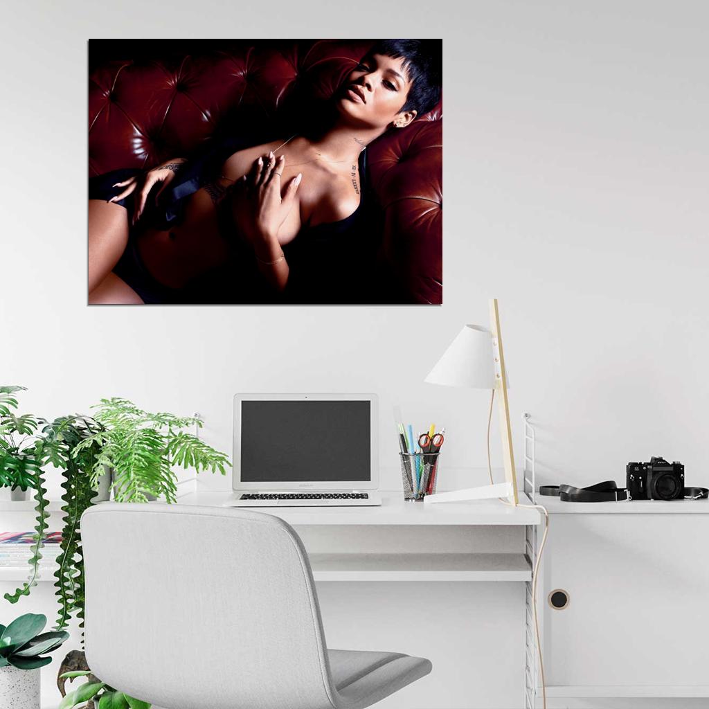 Rihanna Topless Hot Singer Sexy Tattoo Breast Underwear Music Wall Art Print Poster