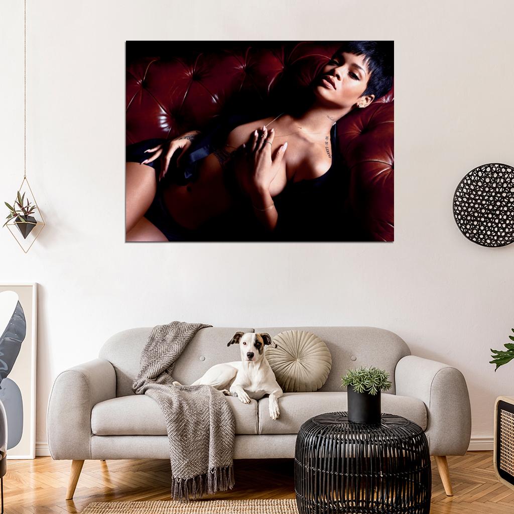 Rihanna Topless Hot Singer Sexy Tattoo Breast Underwear Music Wall Art Print Poster