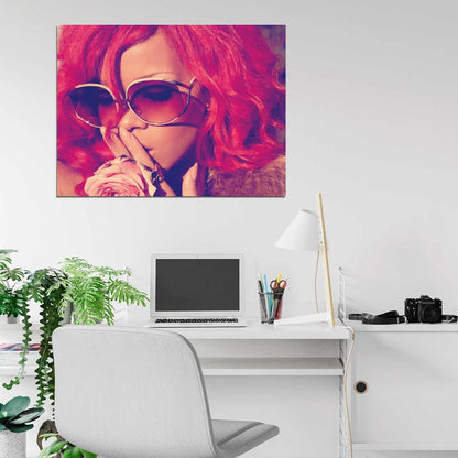 Rihanna Beautiful Portrait Pink Hair Music Amazing Wall Art Print Poster