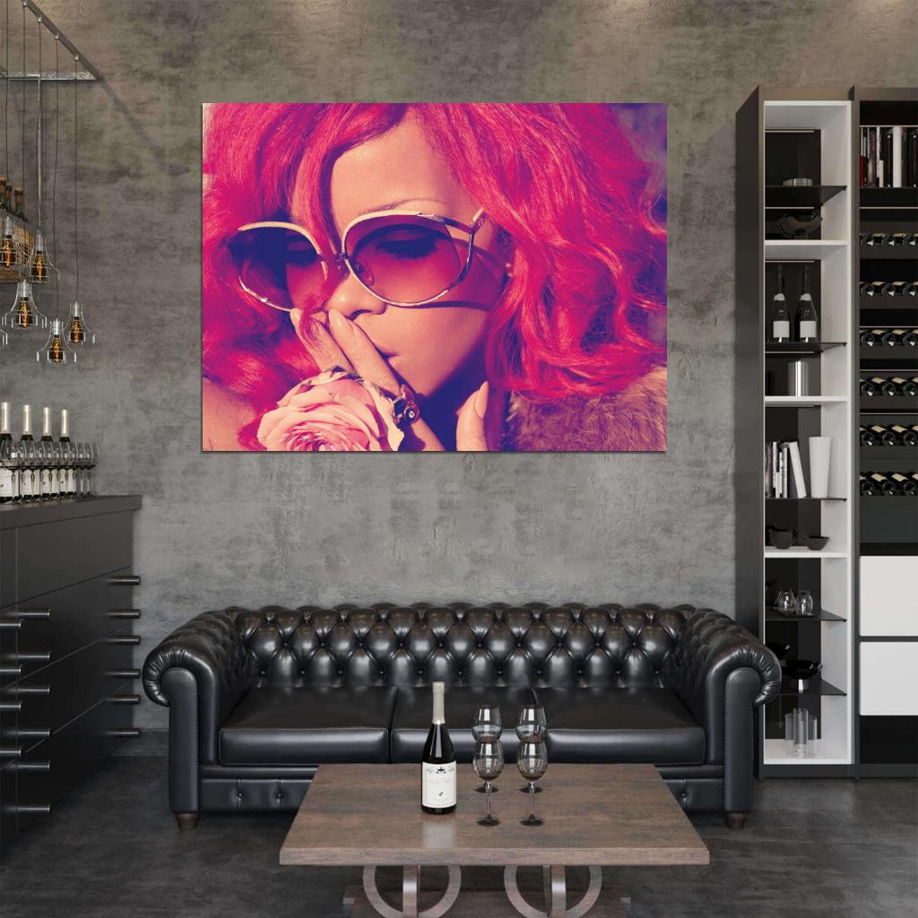 Rihanna Beautiful Portrait Pink Hair Music Amazing Wall Art Print Poster