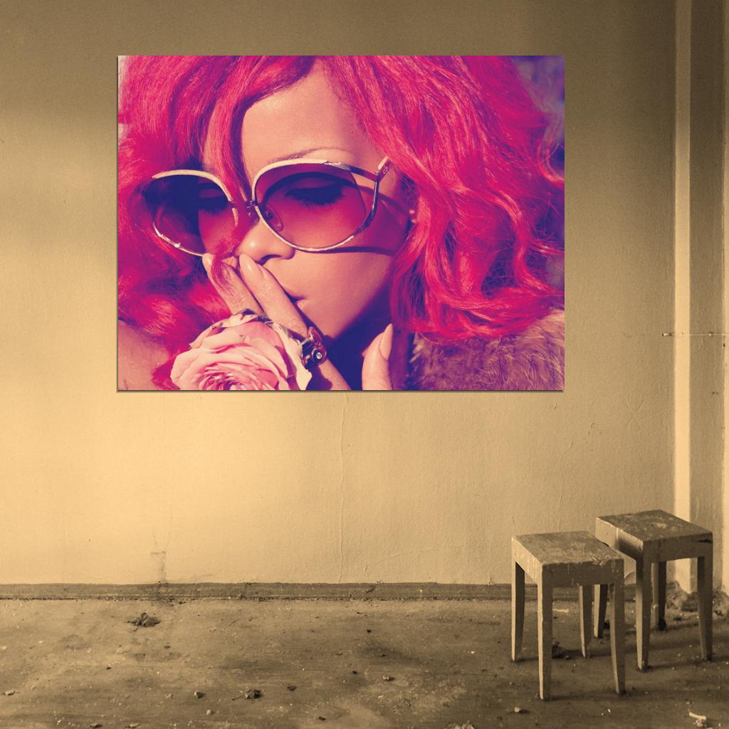 Rihanna Beautiful Portrait Pink Hair Music Amazing Wall Art Print Poster