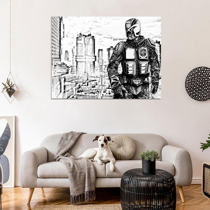 Judge Dredd Karl Urban 2012 Movie Art Mega-City One Drawing Wall Art Print Poster
