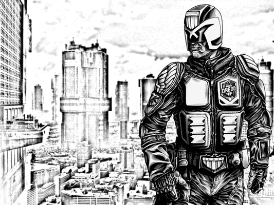 Judge Dredd Karl Urban 2012 Movie Art Mega-City One Drawing Wall Art Print Poster
