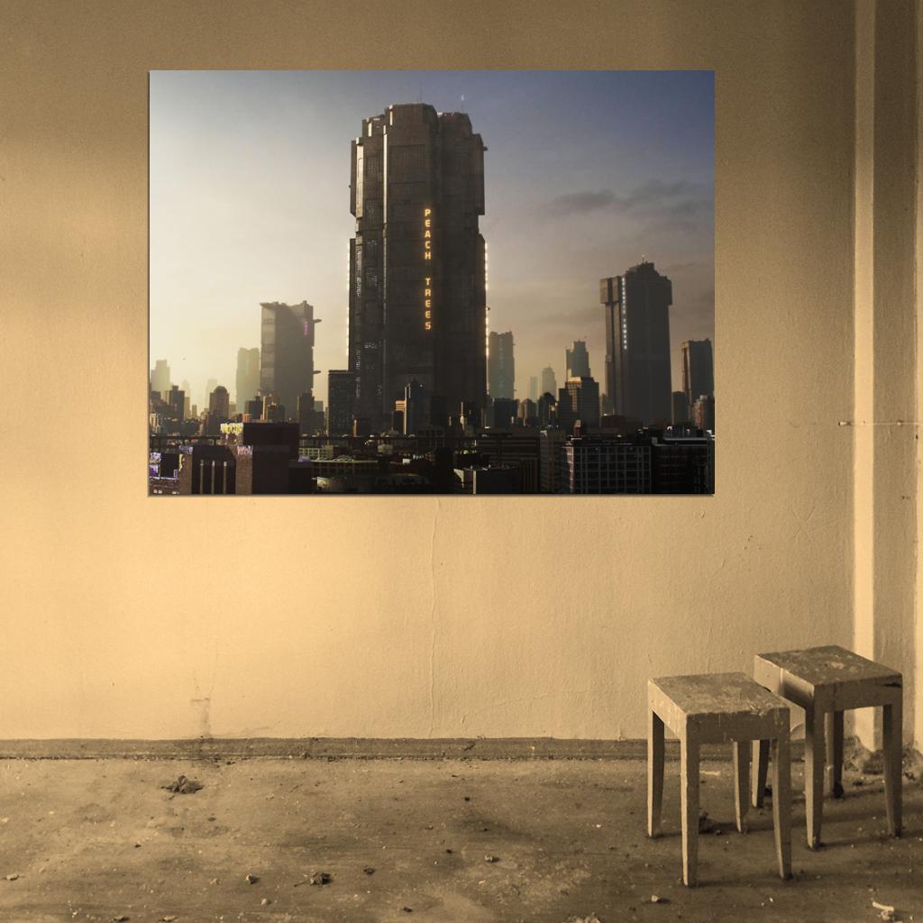 Mega-City One Peach Trees Block Judge Dredd 2012 Movie Skyline Wall Art Print Poster