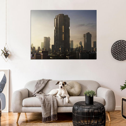 Mega-City One Peach Trees Block Judge Dredd 2012 Movie Skyline Wall Art Print Poster