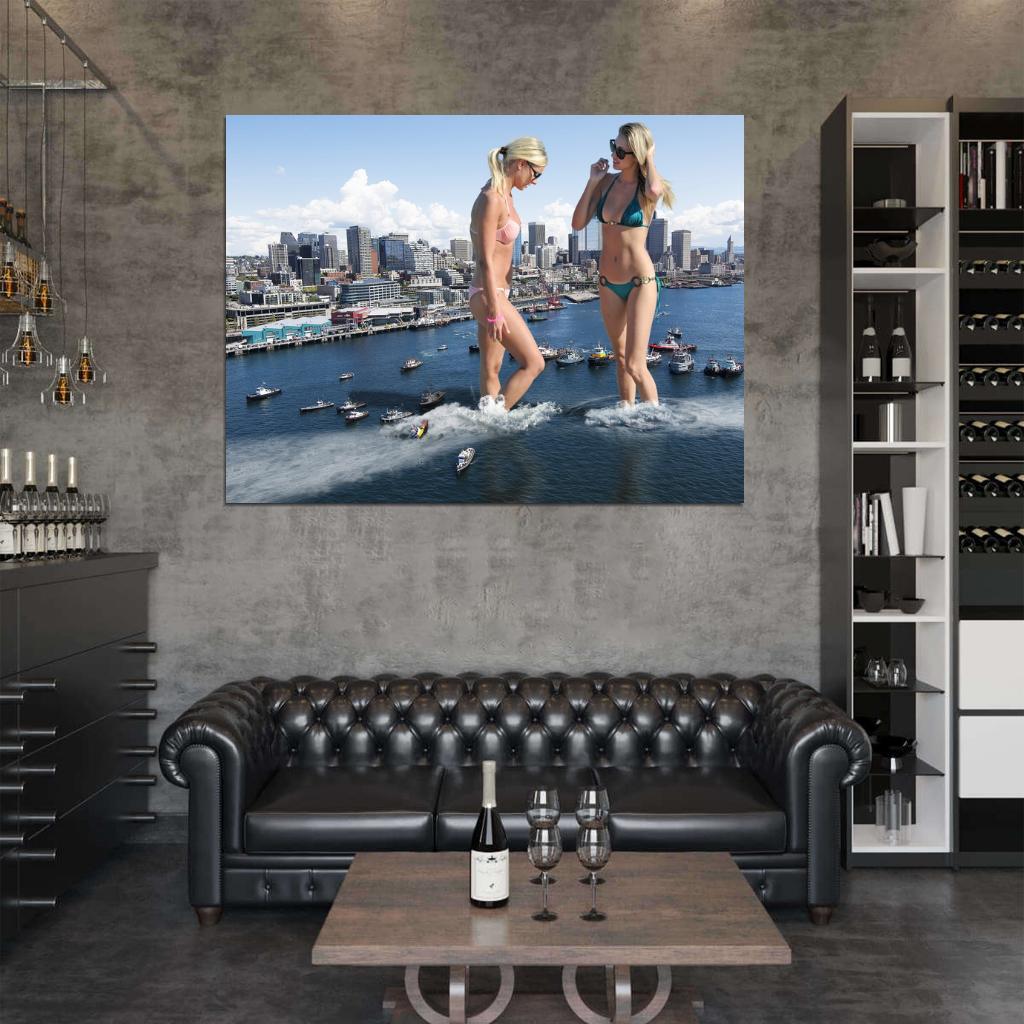 Giant Hot Girls Sexy Bikini Models Amazing Cool Funny Wall Art Print Poster