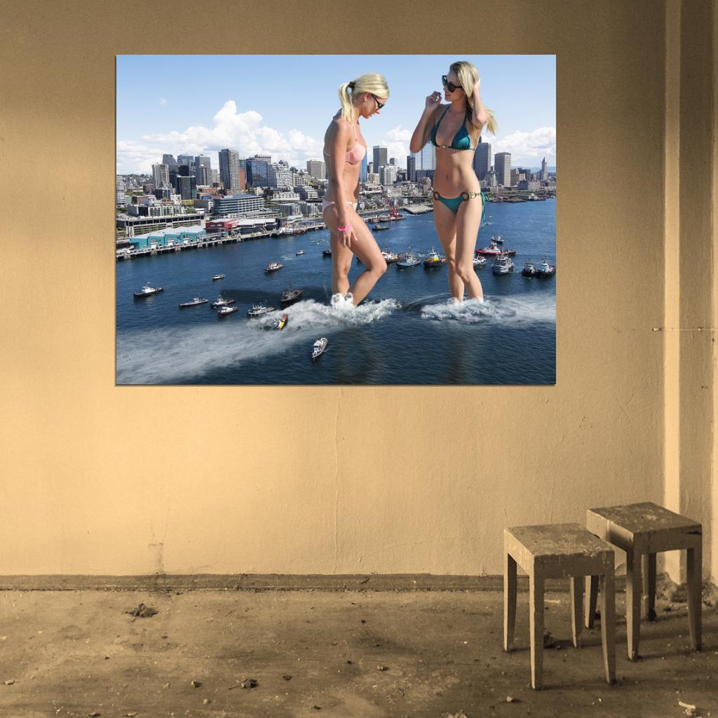 Giant Hot Girls Sexy Bikini Models Amazing Cool Funny Wall Art Print Poster