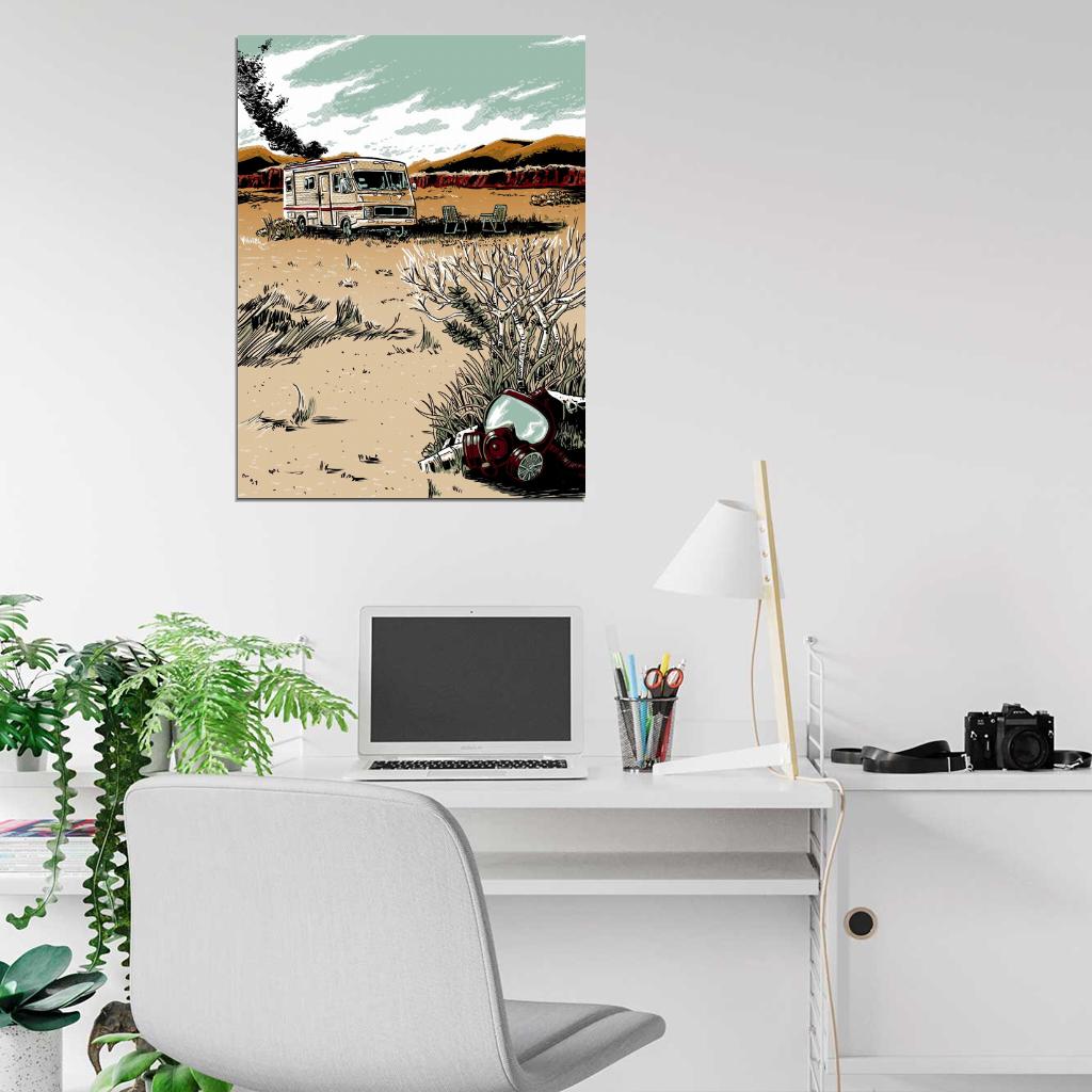 Breaking Bad TV Series Painting Art Gas Mask Desert Wall Art Print Poster