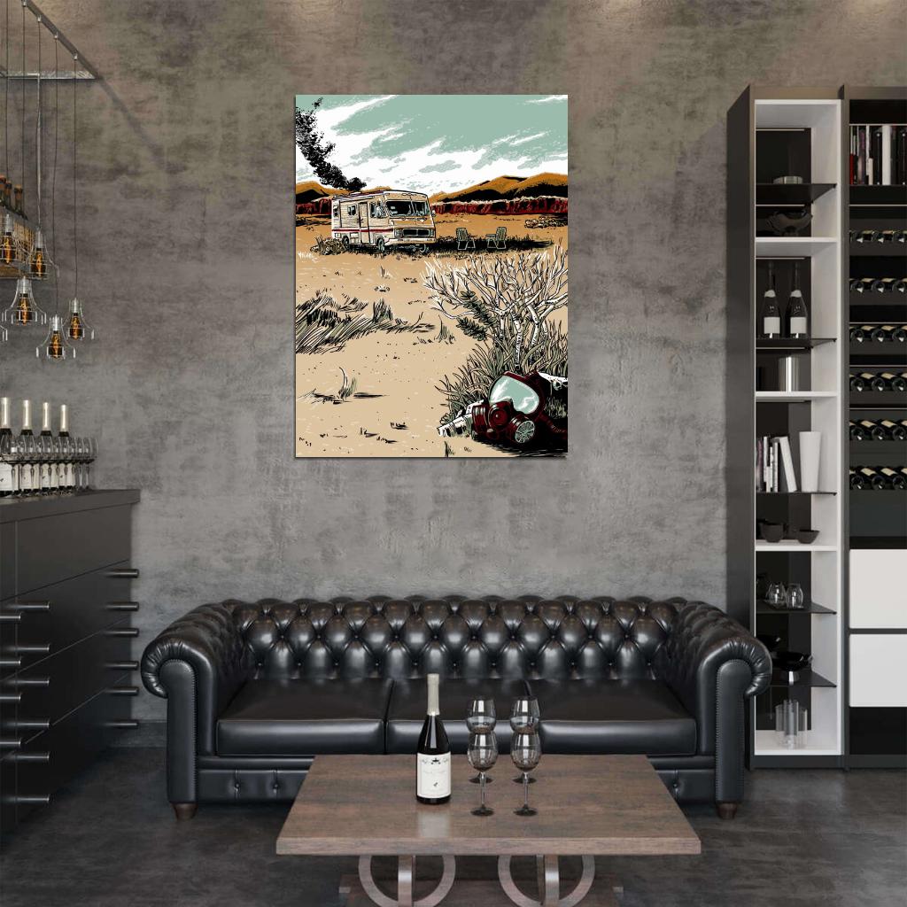 Breaking Bad TV Series Painting Art Gas Mask Desert Wall Art Print Poster