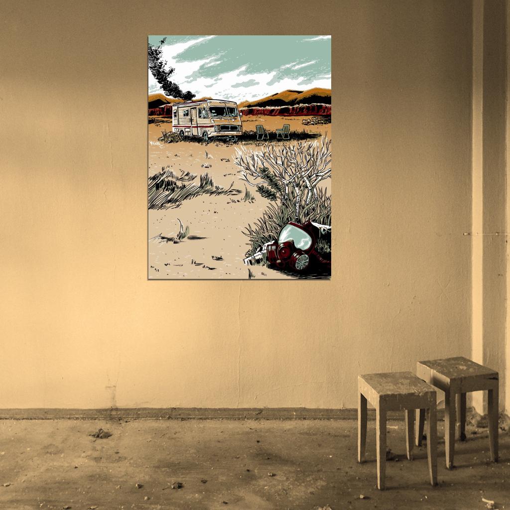 Breaking Bad TV Series Painting Art Gas Mask Desert Wall Art Print Poster