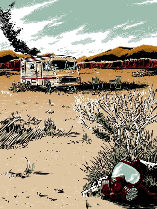 Breaking Bad TV Series Painting Art Gas Mask Desert Wall Art Print Poster