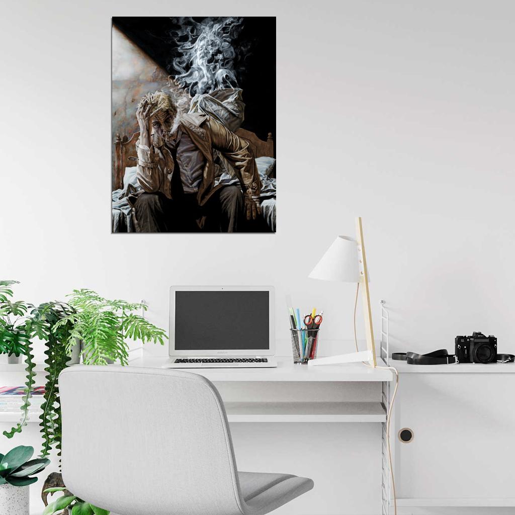 John Constantine Smoke Comic Art Wall Art Print Poster
