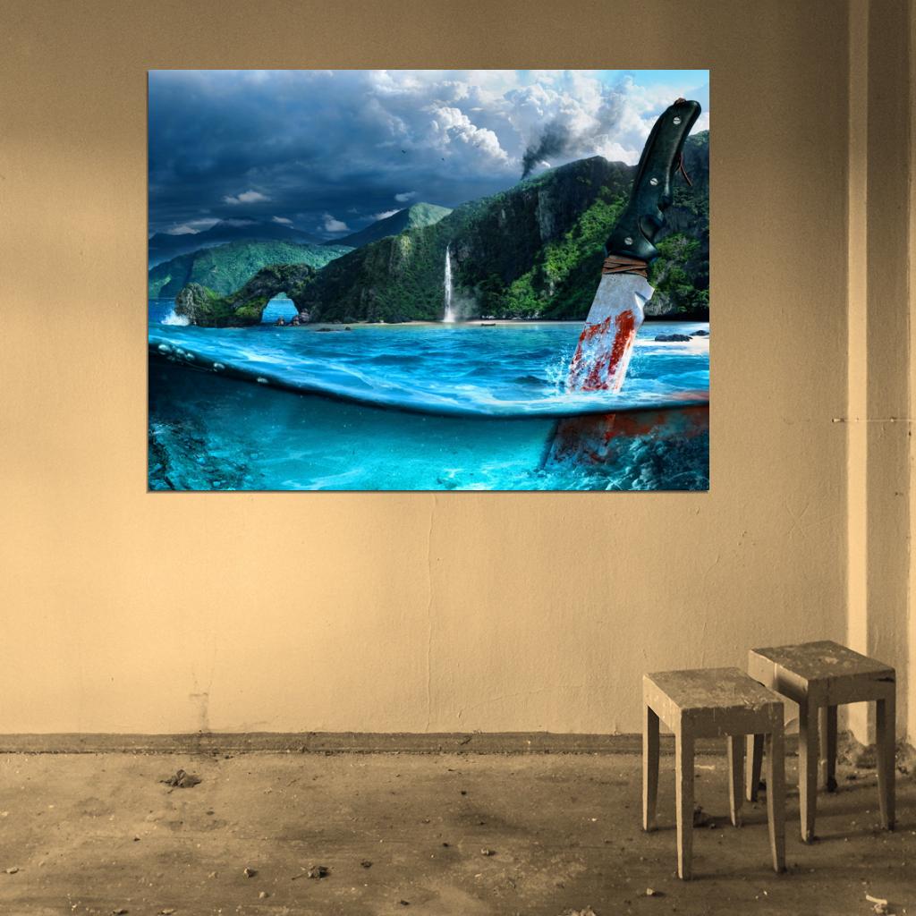 Far Cry 3 Beautiful Landscape Knife Amazing Water Video Game Art Wall Art Print Poster