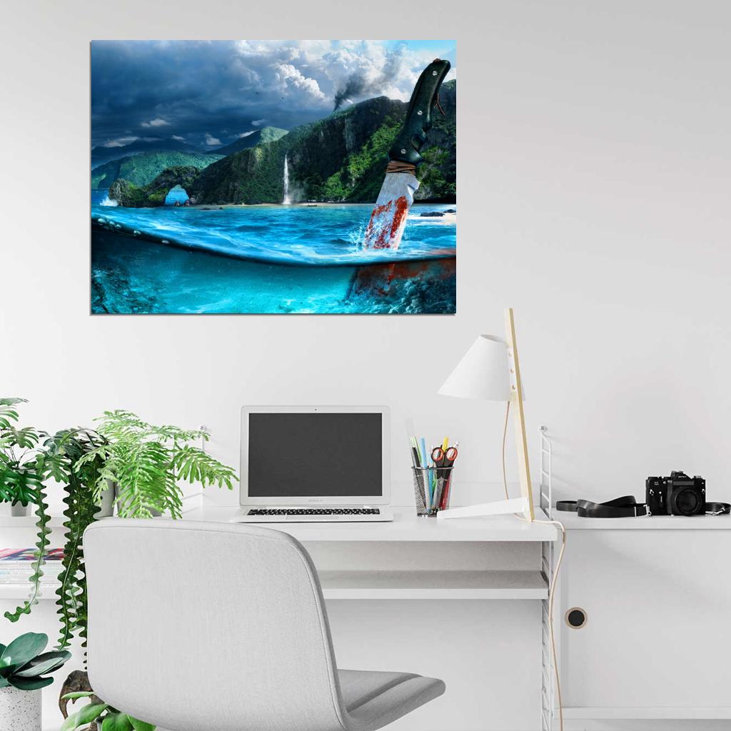 Far Cry 3 Beautiful Landscape Knife Amazing Water Video Game Art Wall Art Print Poster
