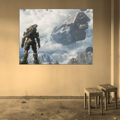 Halo 4 Master Chief Amazing Art Battleship Wall Art Print Poster