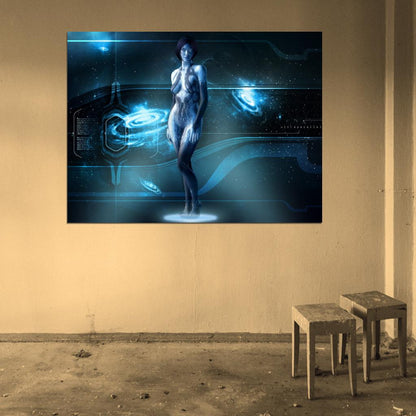 Halo 4 Cortana Holographic Hot Girl Video Game Art Wall Art Print Poster