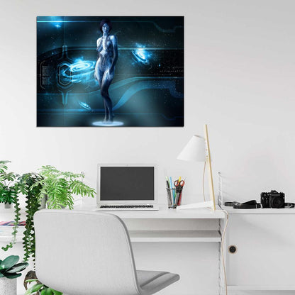Halo 4 Cortana Holographic Hot Girl Video Game Art Wall Art Print Poster