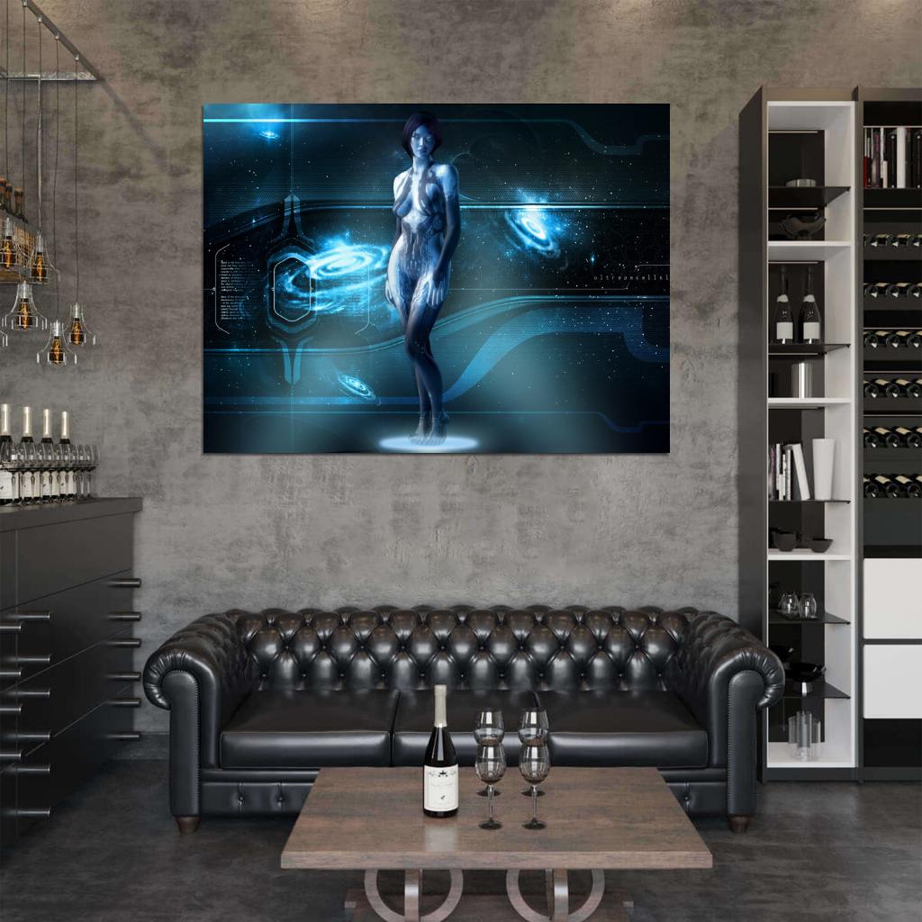 Halo 4 Cortana Holographic Hot Girl Video Game Art Wall Art Print Poster