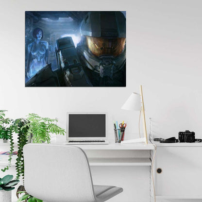 Halo 4 Master Chief Cortana Painting Video Game Art Wall Art Print Poster