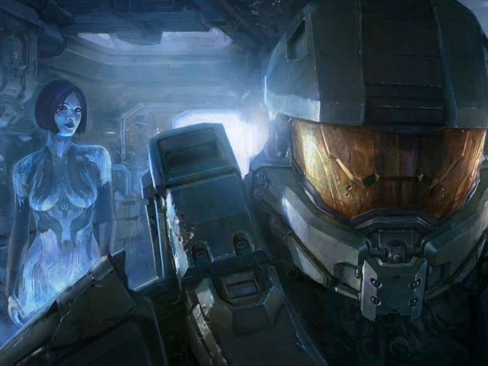 Halo 4 Master Chief Cortana Painting Video Game Art Wall Art Print Poster