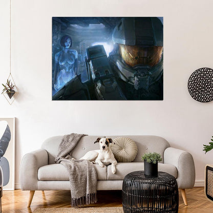 Halo 4 Master Chief Cortana Painting Video Game Art Wall Art Print Poster