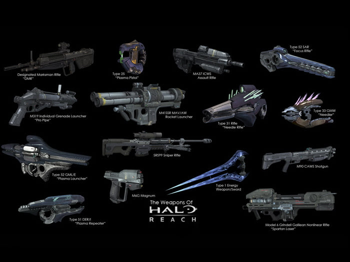 Halo Weapons Reach Video Game Art Wall Art Print Poster