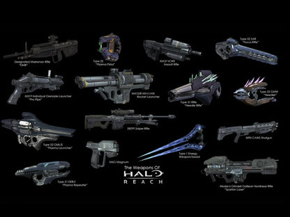 Halo Weapons Reach Video Game Art Wall Art Print Poster
